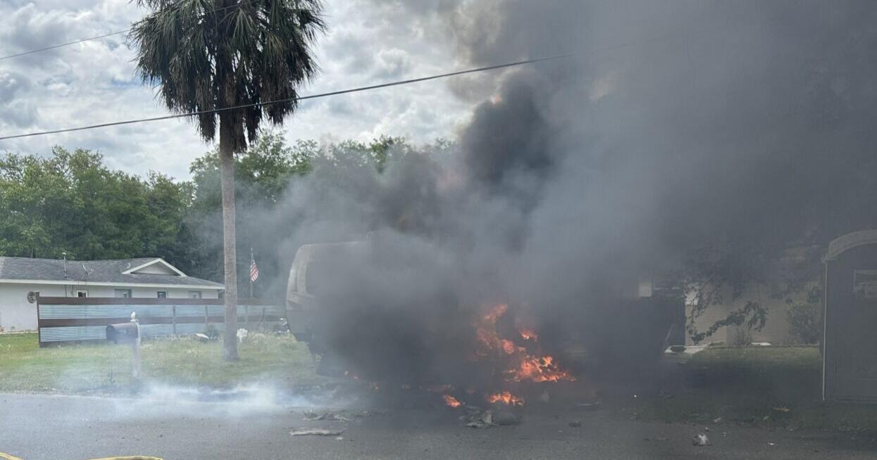 Fire Crews Extinguish Box Truck Blaze in Crystal River
