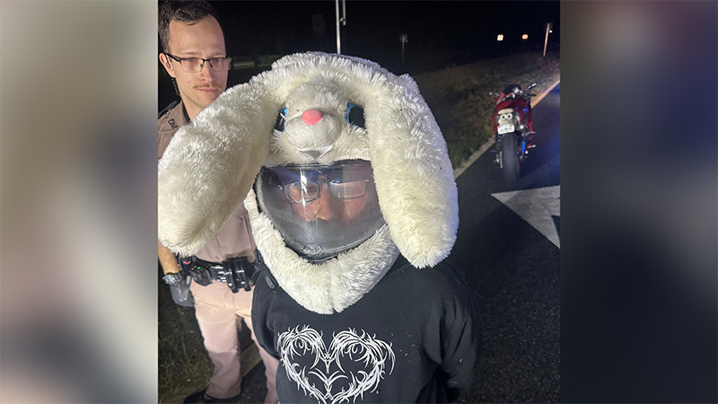 Motorcyclist in Bunny Helmet Arrested After 120mph Chase